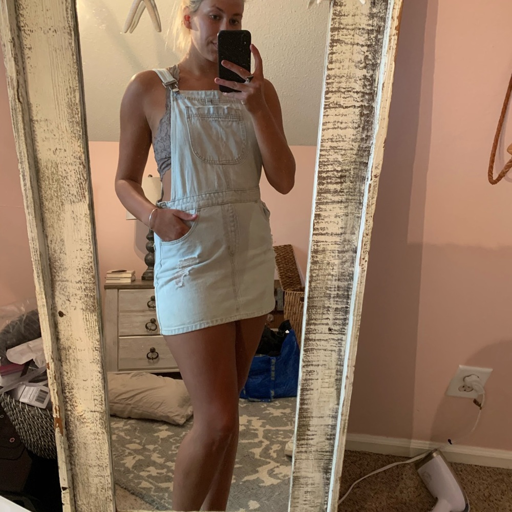 Light wash overall dress